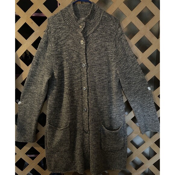 J.JILL Long Gray Wool Blend Button Close Textured Cardigan Sweater Jacket XL - Picture 1 of 10